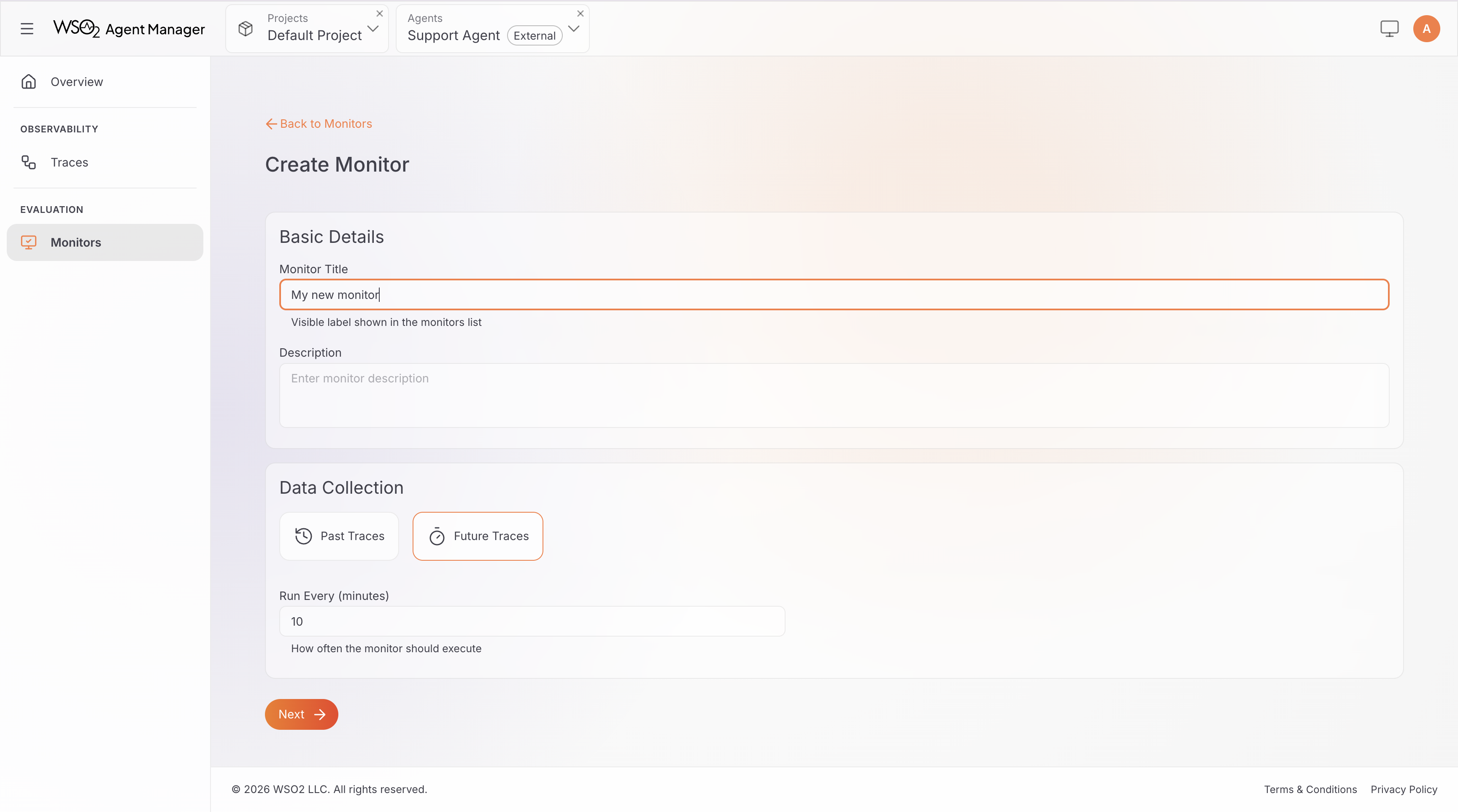 Monitor details form