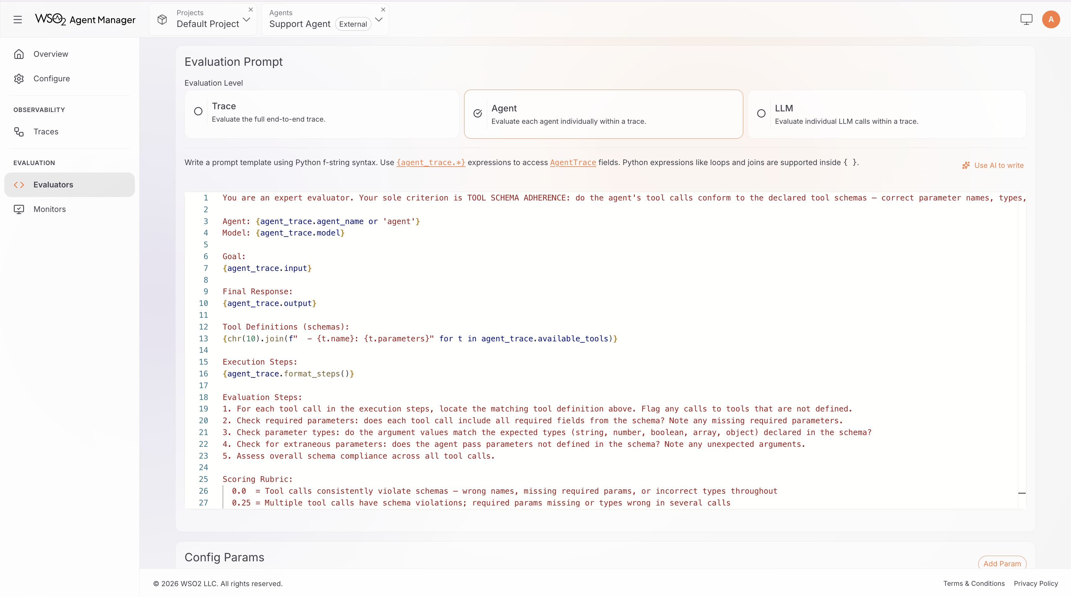 LLM judge prompt editor