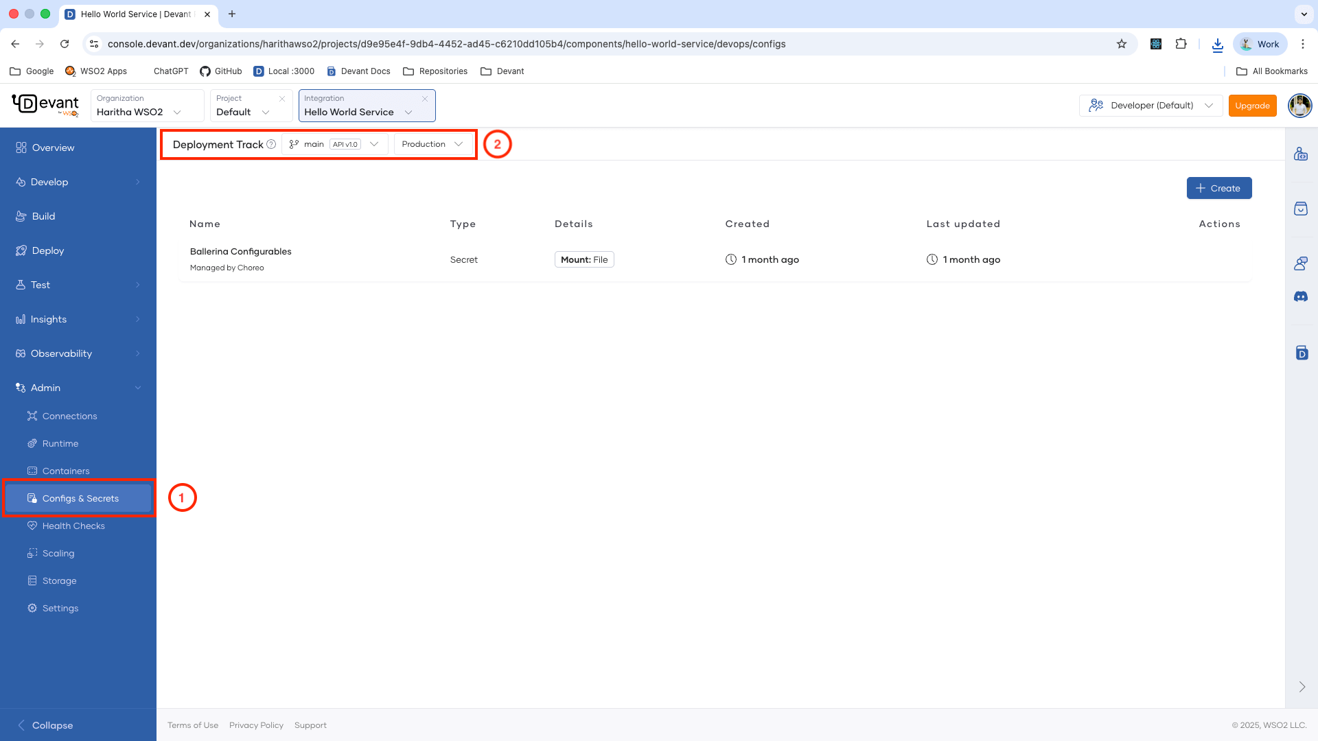 Navigate to Configurations & Secrets Page