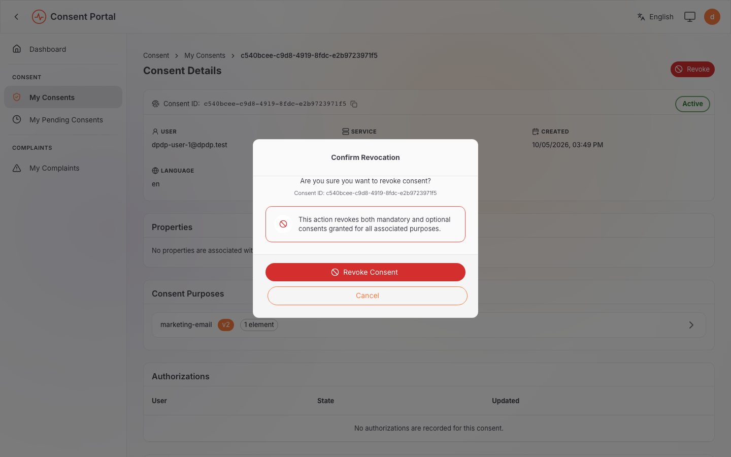 Confirm Revocation dialog