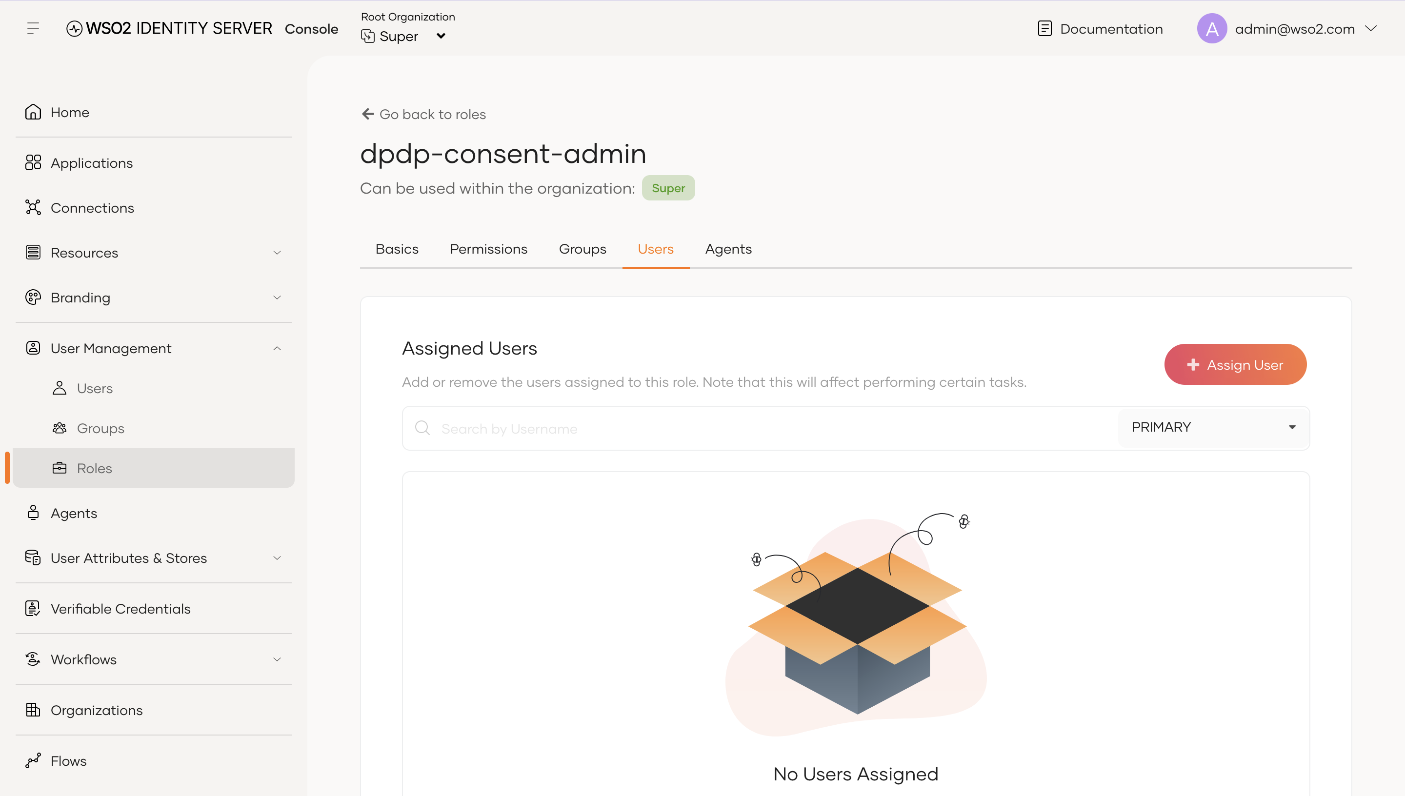 Open the Users tab and click Assign User